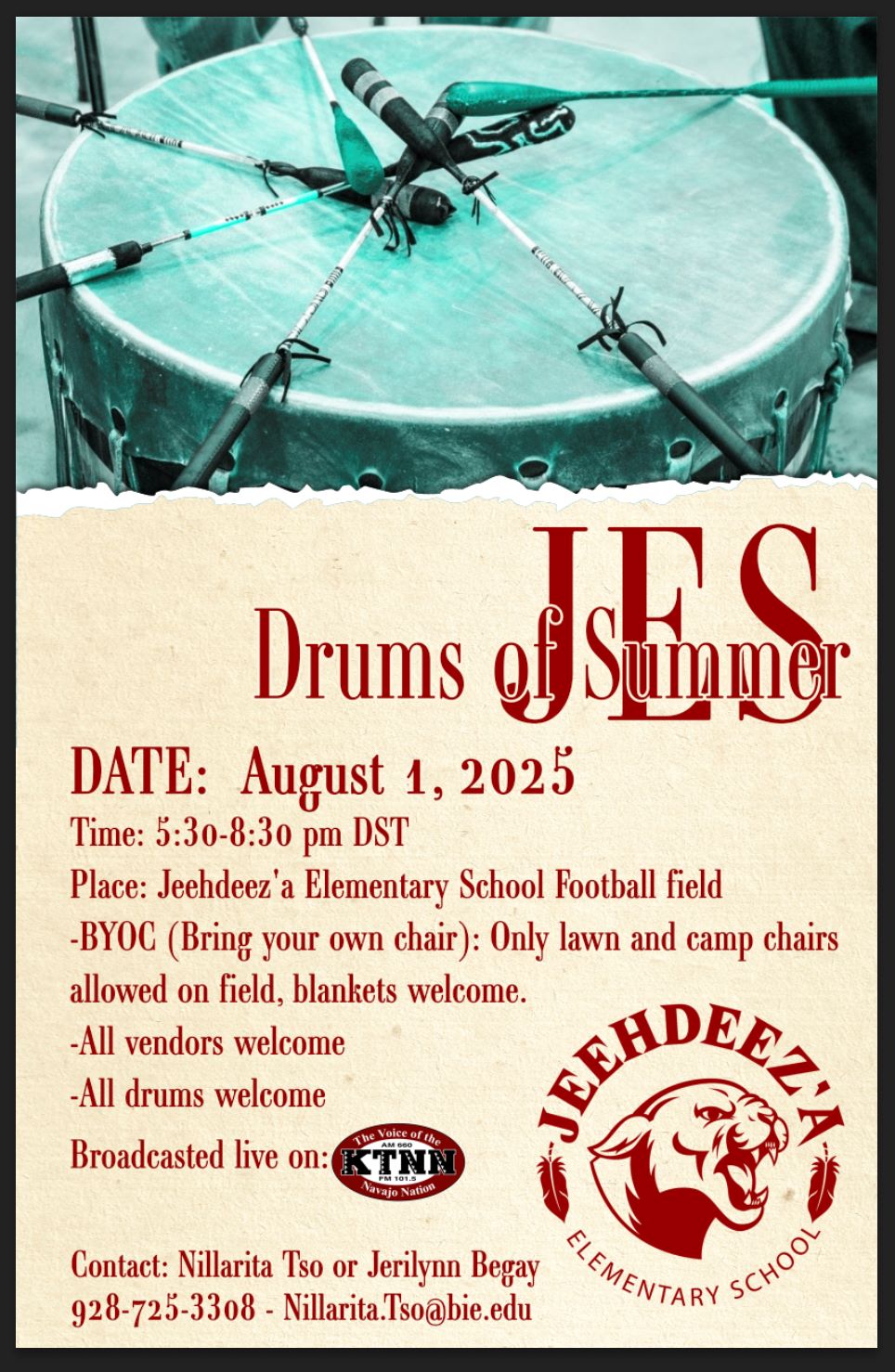 JES Summer Drums 2025 Event Flyer