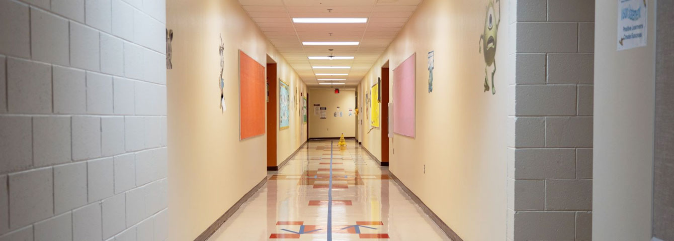 Jeehdeez'a Elementary School interior hallway.