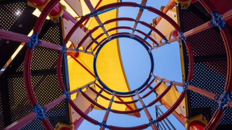looking up through playground gym