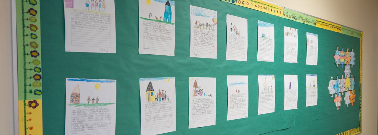 Student wall art and letters. 